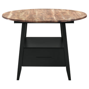 English Elm Arunda Round Counter Height Dining Table Oak Grain Top with Storage Drawer Seats Four B062S01532