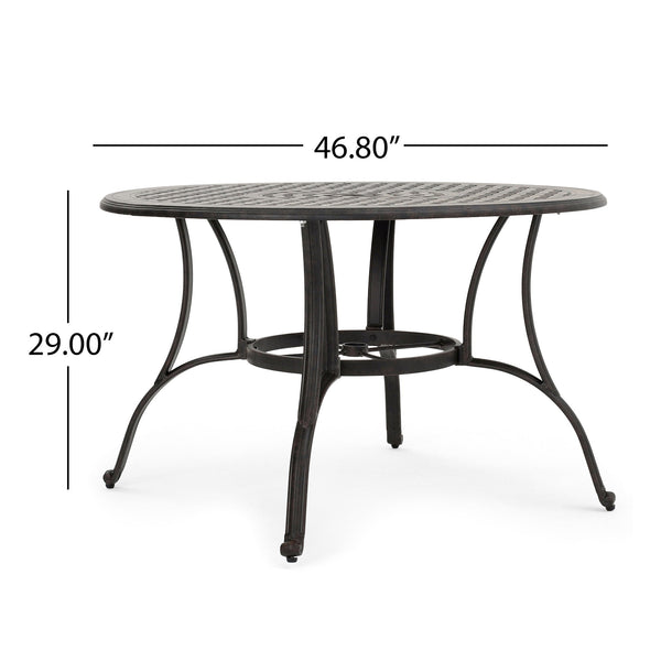 English Elm Christopher Knight Home® - Outdoor Cast Aluminum Circular Dining Table - Elegant Bronze Finish For Patios & Gardens, 49.75" N768P348388B