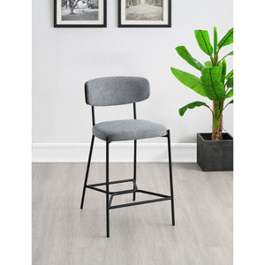 English Elm Joy Counter Height Bar Stool Set of 2 — Modern Curved Back Support, Geometric Metal Footrest, Durable Frame Grey B062P299863