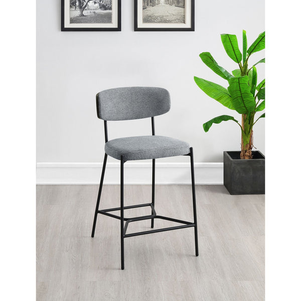 English Elm Joy Counter Height Bar Stool Set of 2 — Modern Curved Back Support, Geometric Metal Footrest, Durable Frame Grey B062P299863