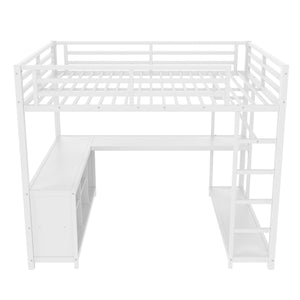 English Elm Metal Twin Xl Loft Bed with L Shaped Desk Wardrobe and Storage for Teens W1580S00368