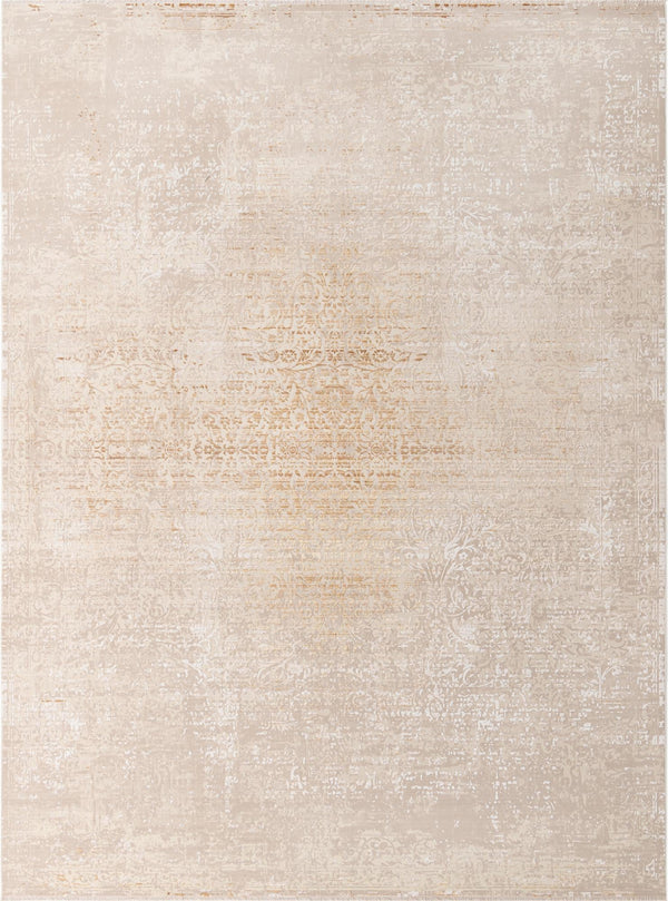 Unique Loom Deepa Pianura Machine Made Abstract Rug Ivory and Gold,  10' 0" x 13' 9"