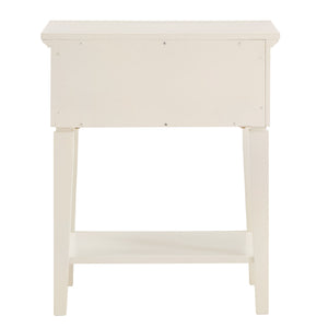 Homelegance By Top-Line Amos White Finish Beige Linen Drawer 1-Drawer Nightstand White Wood