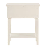 Homelegance By Top-Line Amos White Finish Beige Linen Drawer 1-Drawer Nightstand White Wood