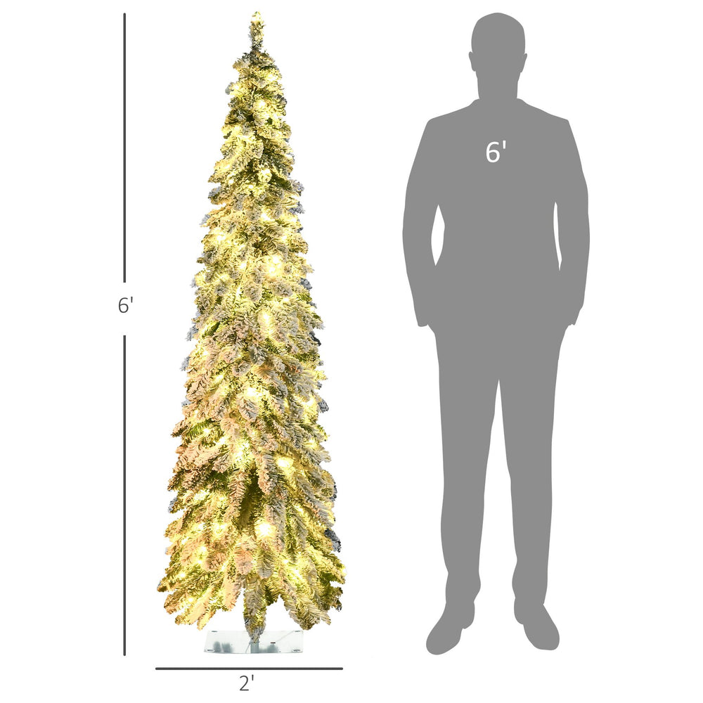 English Elm Downswept Slim Artificial Christmas Tree Snow Flocked with 250 Dual Mode Led Lights T3971P419760