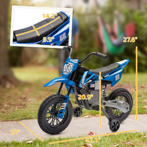 English Elm Qaba 12v Toddler Electric Motorcycle with Twist Throttle Rear Suspension Training Wheels W2225P249816