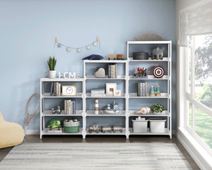 English Elm Modern Four Shelf Wooden Bookcase Vertical Storage Unit for Bedroom or Office White B011P460156
