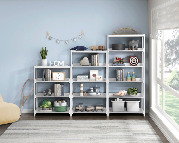 English Elm Modern Four Shelf Wooden Bookcase Vertical Storage Unit for Bedroom or Office White B011P460156