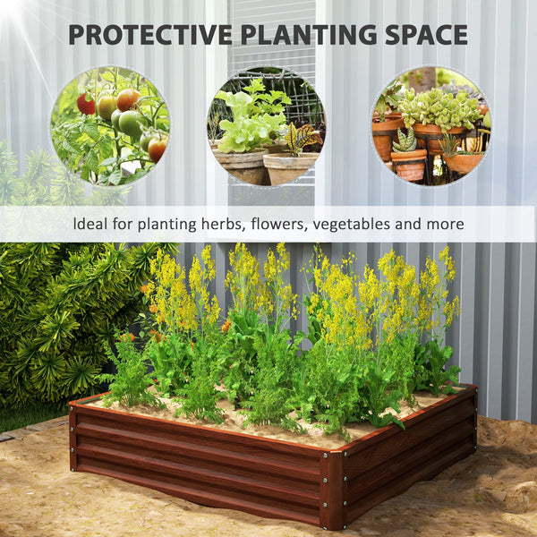 English Elm Outdoor Raised Planter Box with Drainage Reservoir for Herbs Vegetables Balcony T3971P423507