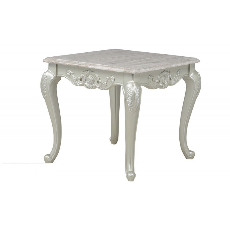English Elm Traditional Faux Marble End Table with Hand Carved Cabriole Legs for Formal Living Rooms B011P457608