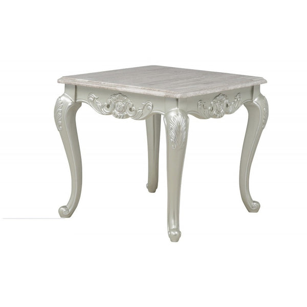 English Elm Traditional Faux Marble End Table with Hand Carved Cabriole Legs for Formal Living Rooms B011P457608