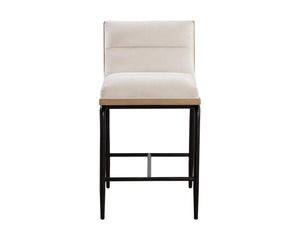 Sunpan Abilene Counter Stool - Plush Polo Club Muslin Seat, Rustic Oak Frame & Stylish Matte Black Legs