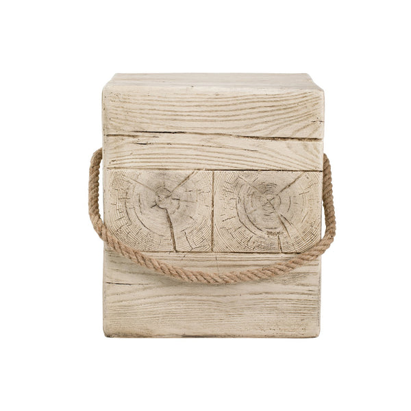 English Elm Outdoor Mgo Cylindrical Side Table Whitewashed Rustic Coastal Farmhouse Accent N765P382585W