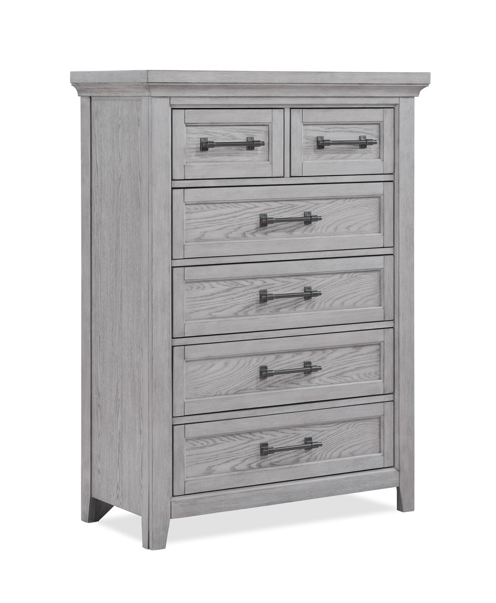 English Elm Contemporary Elegant Tall Chest 38x18x52 in Gray Finish Wooden Bedroom Dresser with Metal Pulls Light Gray 22 L x 42 W x 53 H B011P228542