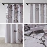 Madison Park Neko Shabby Chic Floral Printed Cotton Shower Curtain MP70-8327 Lilac