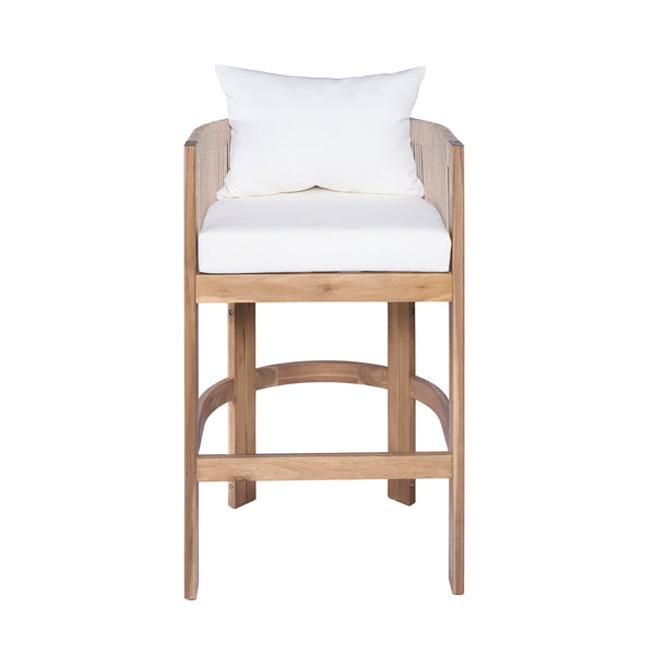 English Elm Christopher Knight Home® - Matera Teak & Beige Barstool Set of 2 – Acacia Wood, Rope Cording, Wraparound Back for Outdoor/Indoor seating N775P255942T