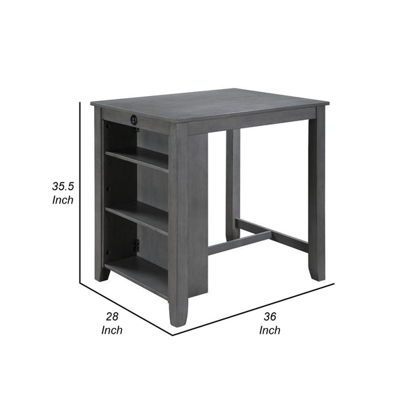 English Elm Ham Counter Height Dining Table with Usb Charging Open Shelf for Kitchen Nooks Gray B056P416890