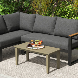 English Elm Outsunny Hdpe Slatted Rectangle Patio Coffee Table Weather Resistant Outdoor Brown W2225P485628