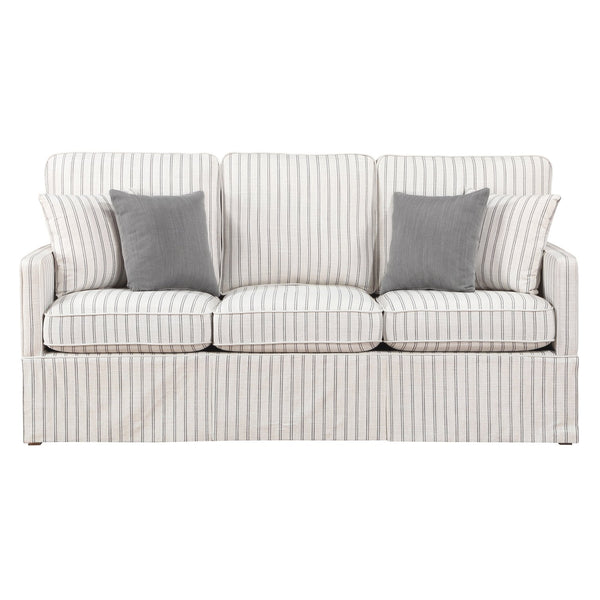 English Elm Classic Three Piece Living Room Set with Striped Fabric Sofa Loveseat and Accent Chair B011S01553
