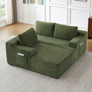 English Elm L-shaped Cloud Sectional Corduroy Sofa Deep Seat Modular Design for Any Living Space W2339P424645