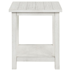 English Elm Castleton Farmhouse Distressed White Coffee and End Table Set with Open Shelving B062S01641
