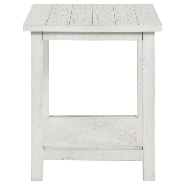 English Elm Castleton Farmhouse Distressed White Coffee and End Table Set with Open Shelving B062S01641