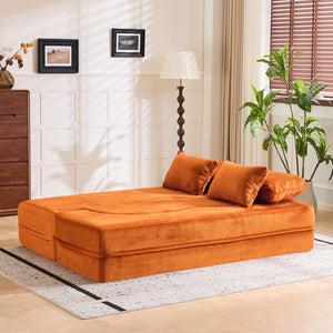 English Elm Large Plush Floor Sofa Foldable Foam Mattress with Pillows for Living Room Lounge W3612P440208