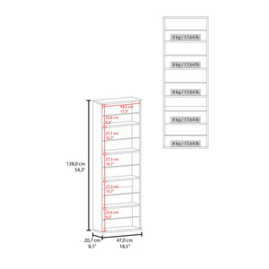English Elm Natural Oak Shoe Rack with Mirror Door, 5 Shelves Vertical Space-Saving Cabinet for Entryways B062P303912