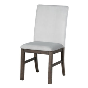 English Elm TOPMAX 7-Piece Extendable Dining Set with 12" Self-Hidden Butterfly Leaf and Upholstered Chairs, Distressed White Wire-Brushed Finish Brown SP000059AAD