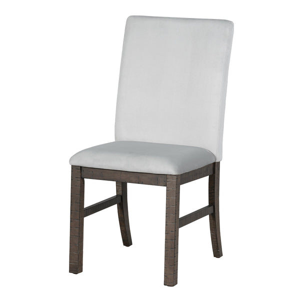 English Elm TOPMAX 7-Piece Extendable Dining Set with 12" Self-Hidden Butterfly Leaf and Upholstered Chairs, Distressed White Wire-Brushed Finish Brown SP000059AAD