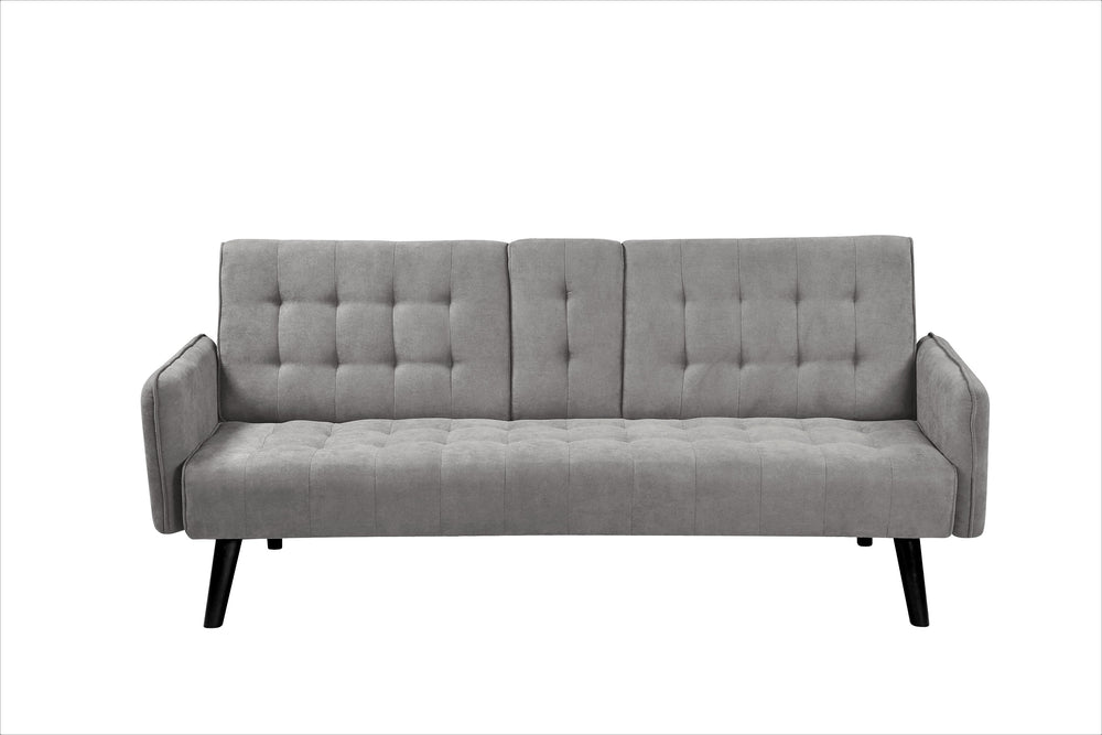 English Elm 72" Convertible Linen Sofa Sleeper with Drop Down Table and Cup Holder for Studio Rooms Gray B2735P417519