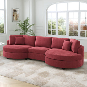 English Elm Christopher Knight Home® - 3-seater Curved Chenille Sofa with Plush 7.5" Seat Cushions and Two Pillows for Stylish Living Red N763S000020J