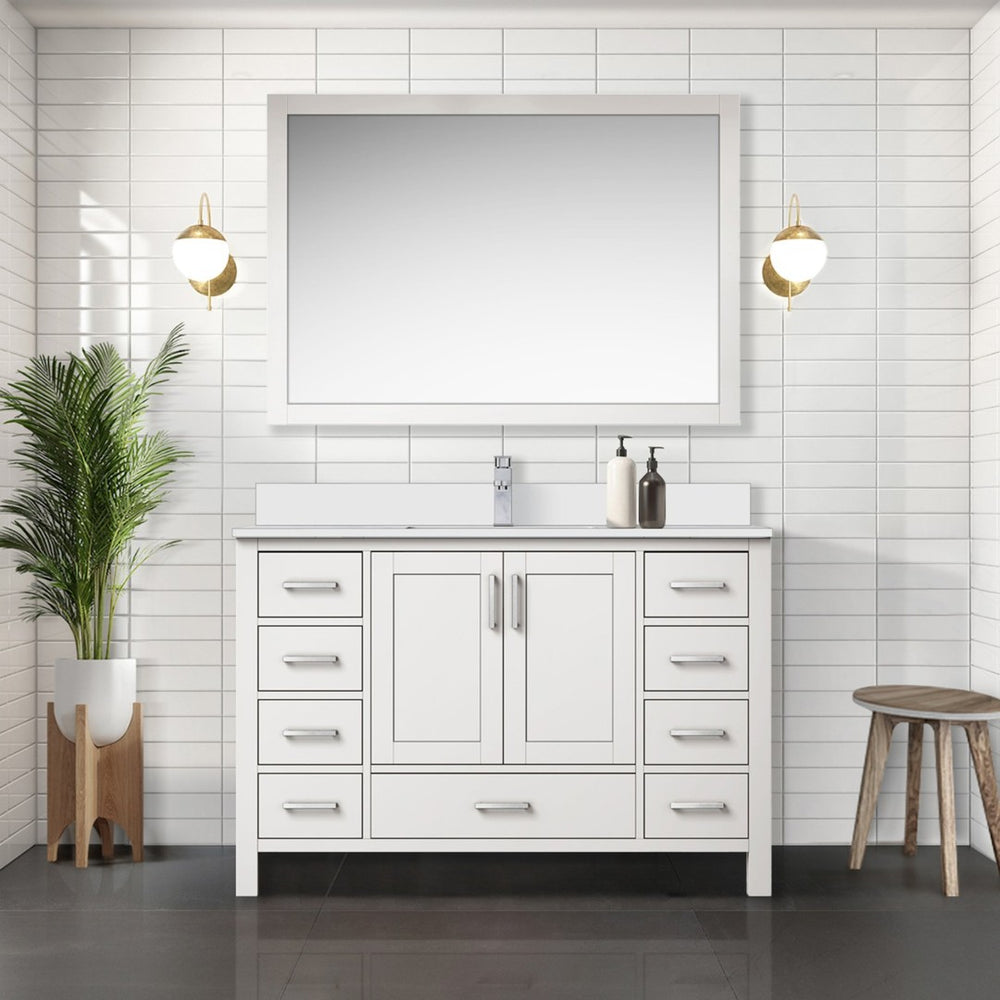 English Elm White Bath Vanity With Elegant Quartz Top & Ample Storage - Modern Design For Your Bathroom! B2731P259065-GIGA