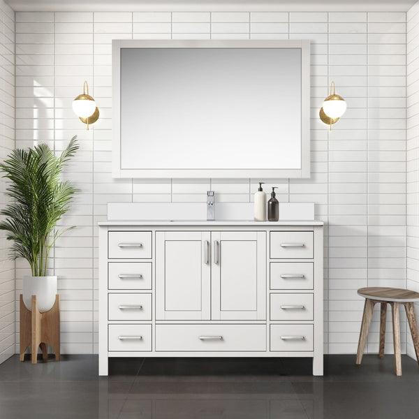 English Elm White Bath Vanity With Elegant Quartz Top & Ample Storage - Modern Design For Your Bathroom! B2731P259065-GIGA