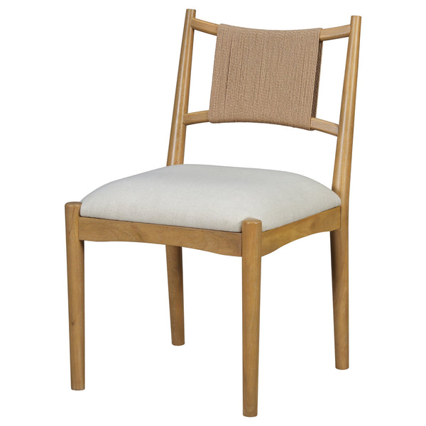 English Elm Upholstered Linen Dining Chairs Set of 2 Rubberwood Mid-century Woven Paper Rope Back Beige,Light Brown,Natural N776P385751B