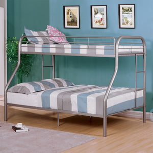 English Elm Twin Over Full Metal Bunk Bed - Sleek Silver Design With Angled Ladder For Space-Saving Style B2741S00310-GIGA