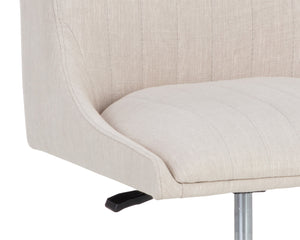 Sunpan Halden Office Chair - Urban Design with Bold Stitching and Rustic Bronze Base for Modern Workspaces Beige Linen