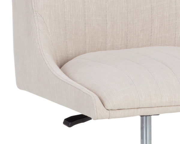 Sunpan Halden Office Chair - Urban Design with Bold Stitching and Rustic Bronze Base for Modern Workspaces Beige Linen