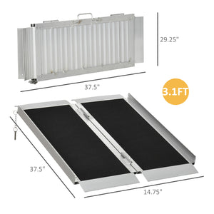 English Elm Homcom Folding Aluminum Wheelchair Ramp 3ft Non-slip 600lb Capacity Doorways W2225P229445