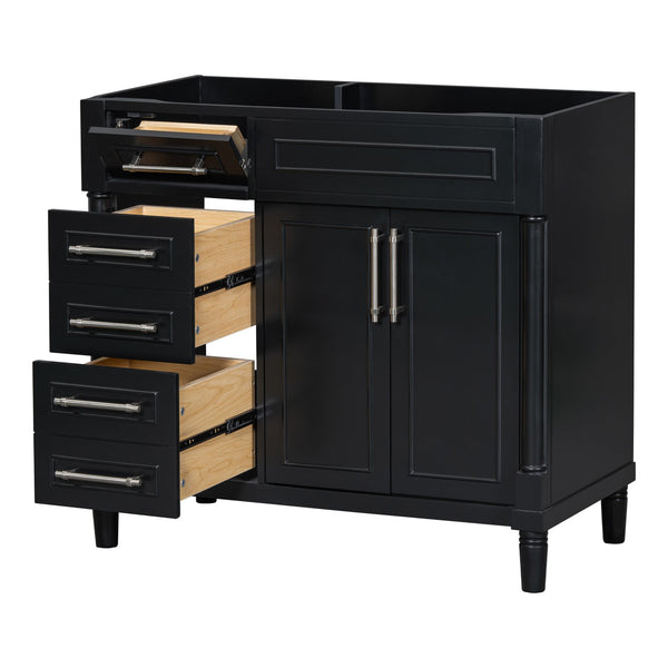 English Elm 36'' 36" Bathroom Vanity Freestanding Storage Cabinet with 3 Soft-Close Drawers, Solid Wood Frame, 300lb Capacity WF322109AAB