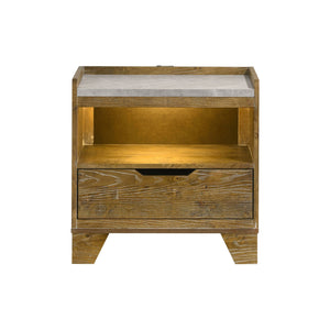 English Elm 2-drawer Italian Modern Nightstand Two-tone Wood Melamine Finish Bedroom Storage B016P453635