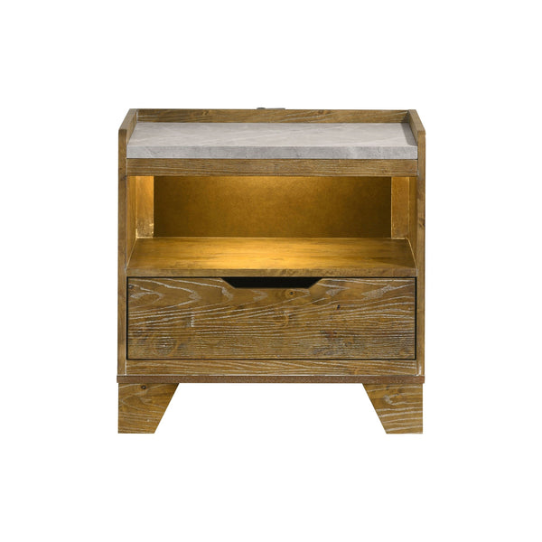 English Elm 2-drawer Italian Modern Nightstand Two-tone Wood Melamine Finish Bedroom Storage B016P453635