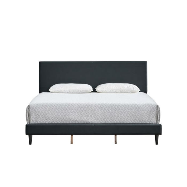 English Elm Baron Full Bed Frame with Faux Leather Upholstery, Slat Support, Adjustable Headboard Height, Fits 7–13" Black 26.37 L x 82 W x 7.28 H B078P380165