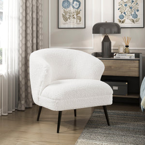 English Elm Luxury Boucle Accent Chair with High-Density Foam, Curved Mid-Century Design, Plush Seat Comfort Beige 26.5 L x 29.5 W x 22 H B011P283277