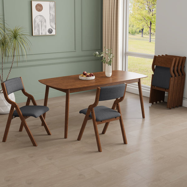 English Elm Upholstered Folding Dining Chair with Ergonomic High Back, Plush Sponge Cushion, Portable & No Assembly Required Dawn Grey,Walnut W2336P254028