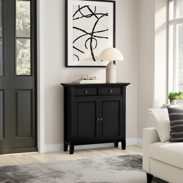 English Elm Amherst Black Pine Entryway Cabinet with Crown Molding and Raised Panel Doors B136P436041