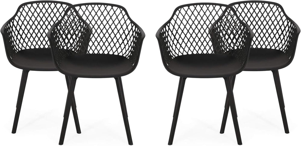 English Elm Christopher Knight Home® - POPPY Weather-Resistant Outdoor Dining Chairs Set of 4 in Black — Durable Polypropylene Mesh Design N776P276728B