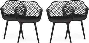 English Elm Christopher Knight Home® - POPPY Weather-Resistant Outdoor Dining Chairs Set of 4 in Black — Durable Polypropylene Mesh Design N776P276728B