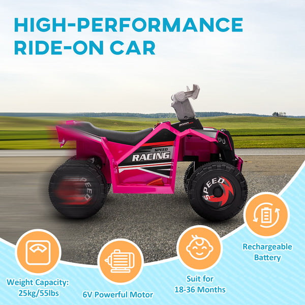 English Elm Aosom 6v Electric Toddler Atv Quad Ride on with Non-slip Grip and Durable Tires W2225P217194
