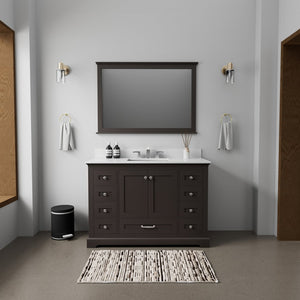 English Elm Espresso 48 in Single Bath Vanity with White Quartz Top, Solid Wood, Soft-Close Drawers, Storage Durable B2731P258229